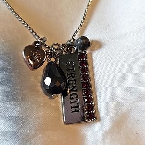 EUC Silver "Strength" Necklace